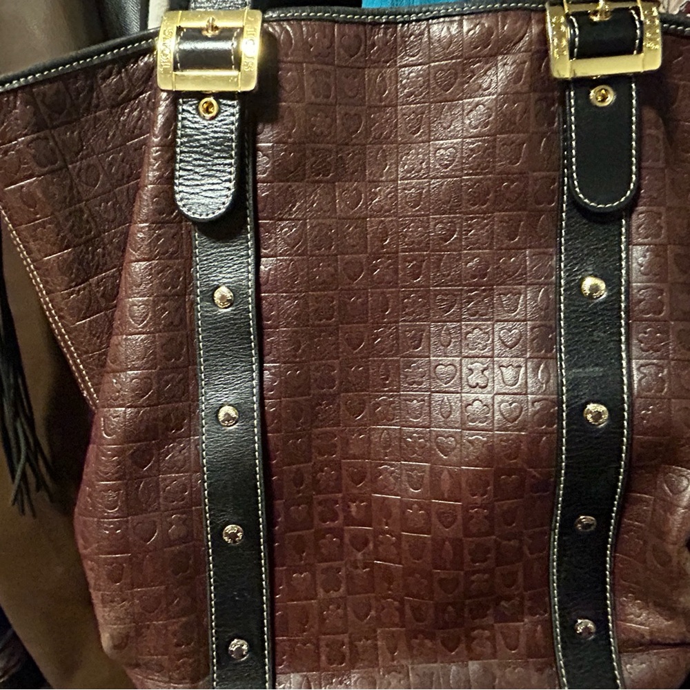 Tous Brown and Black Croc-Embossed Leather Tote - Picture 6 of 8